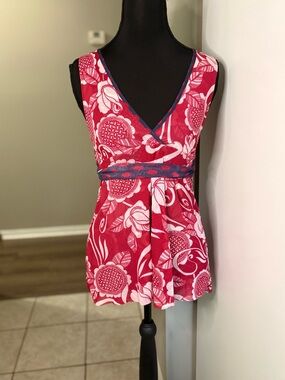 Y2K whimsy fairycore red floral babydoll top w polka dotted accents